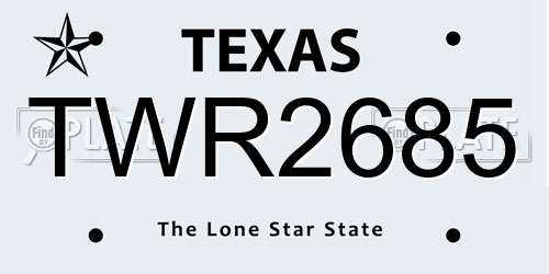 TWR2685 Texas License Plate