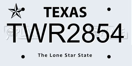 TWR2854 Texas License Plate