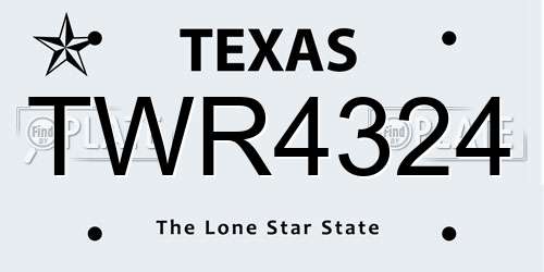 TWR4324 Texas License Plate