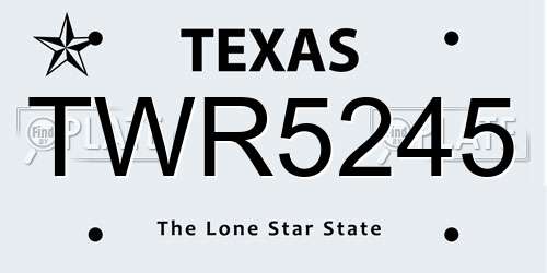 TWR5245 Texas License Plate