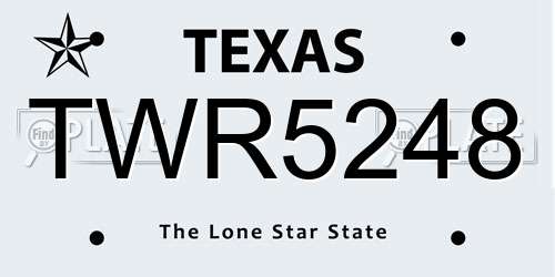TWR5248 Texas License Plate