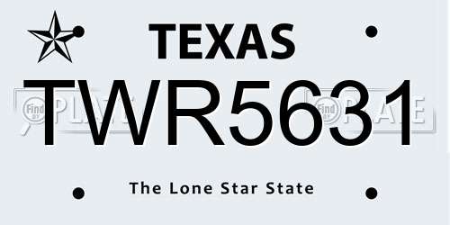 TWR5631 Texas License Plate