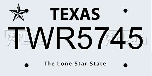 TWR5745 Texas License Plate