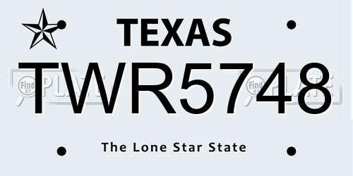 TWR5748 Texas License Plate