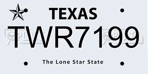 TWR7199 Texas License Plate