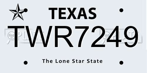TWR7249 Texas License Plate