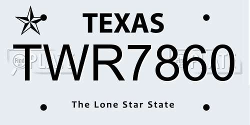 TWR7860 Texas License Plate