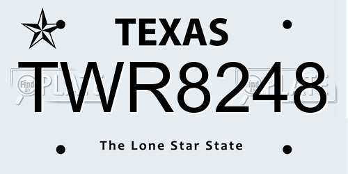 TWR8248 Texas License Plate
