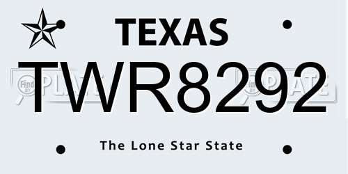 TWR8292 Texas License Plate