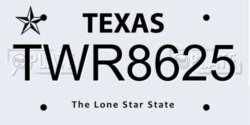 TWR8625 Texas License Plate