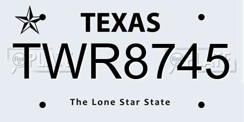 TWR8745 Texas License Plate