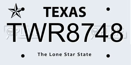 TWR8748 Texas License Plate