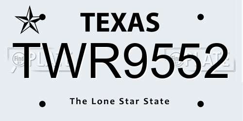TWR9552 Texas License Plate