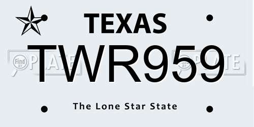 TWR959 Texas License Plate
