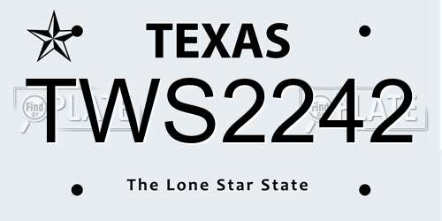 TWS2242 Texas License Plate
