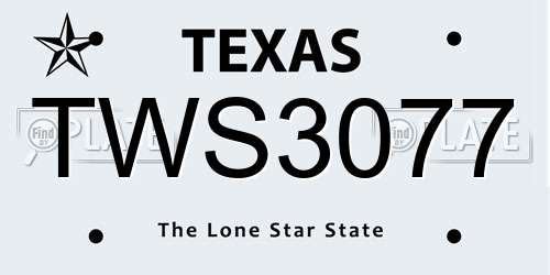 TWS3077 Texas License Plate