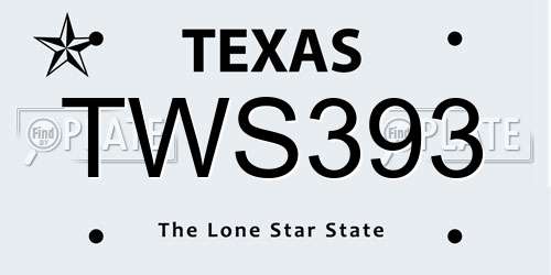 TWS393 Texas License Plate