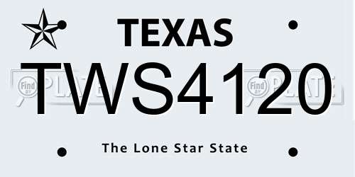 TWS4120 Texas License Plate