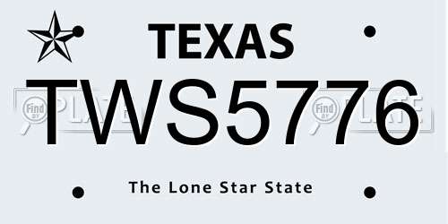 TWS5776 Texas License Plate