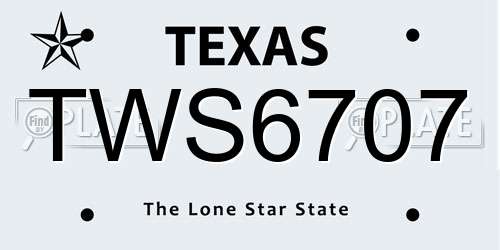 TWS6707 Texas License Plate