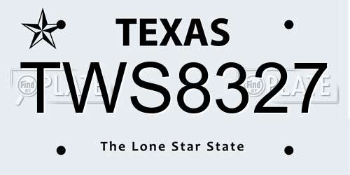 TWS8327 Texas License Plate