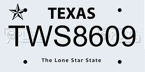 TWS8609 Texas License Plate