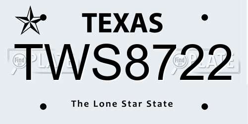 TWS8722 Texas License Plate
