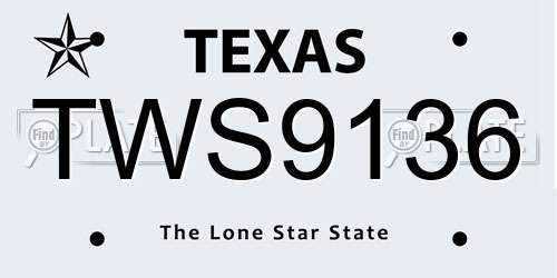 TWS9136 Texas License Plate