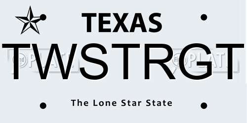 TWSTRGT Texas License Plate