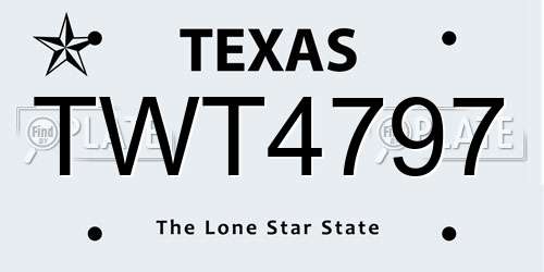 TWT4797 Texas License Plate