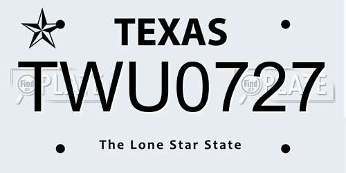 TWU0727 Texas License Plate