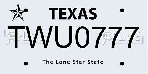 TWU0777 Texas License Plate
