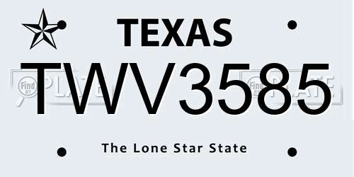 TWV3585 Texas License Plate