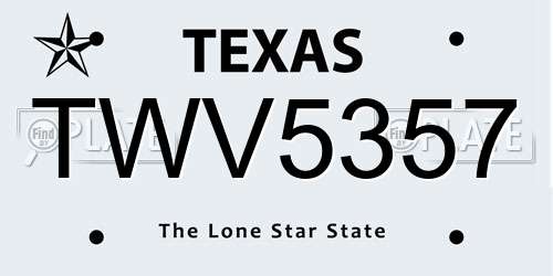 TWV5357 Texas License Plate