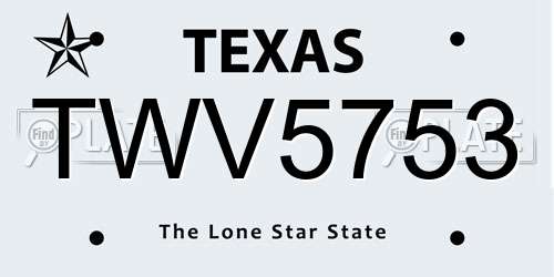TWV5753 Texas License Plate