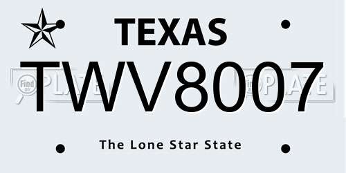TWV8007 Texas License Plate
