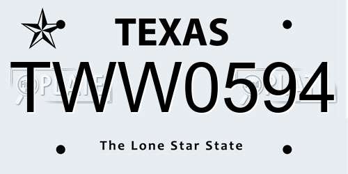 TWW0594 Texas License Plate