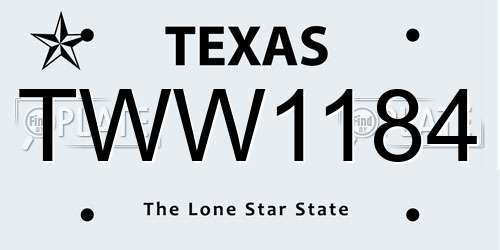 TWW1184 Texas License Plate
