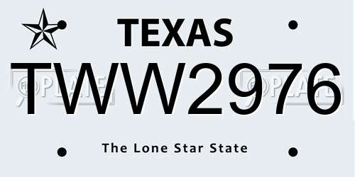 TWW2976 Texas License Plate