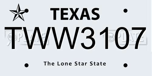 TWW3107 Texas License Plate