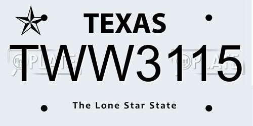 TWW3115 Texas License Plate