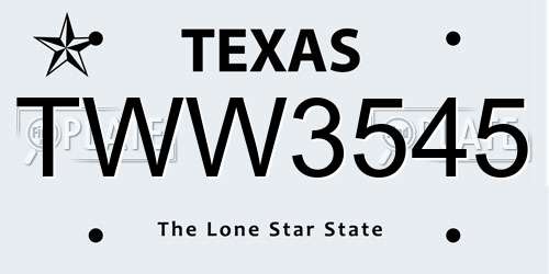 TWW3545 Texas License Plate