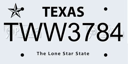 TWW3784 Texas License Plate