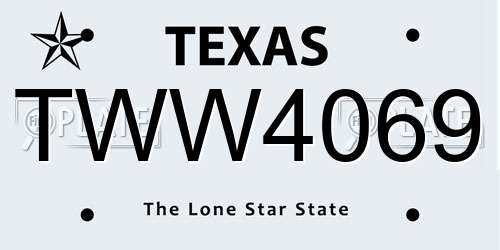 TWW4069 Texas License Plate