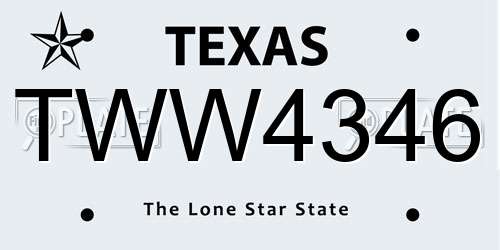TWW4346 Texas License Plate