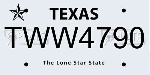 TWW4790 Texas License Plate