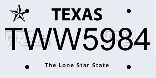 TWW5984 Texas License Plate