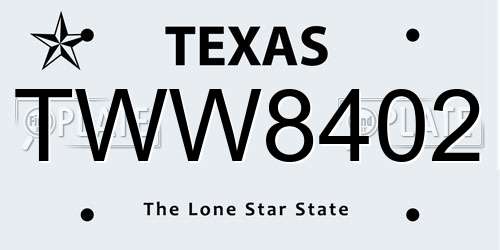 TWW8402 Texas License Plate
