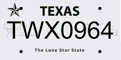 TWX0964 Texas License Plate