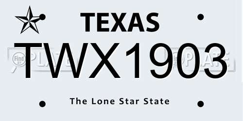 TWX1903 Texas License Plate